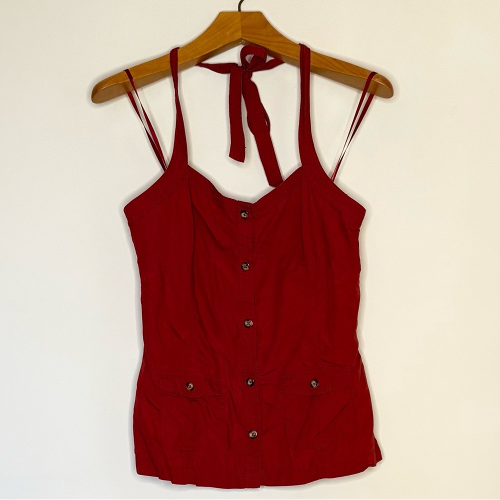 Old Navy Large Burgundy Button Up Halter Top